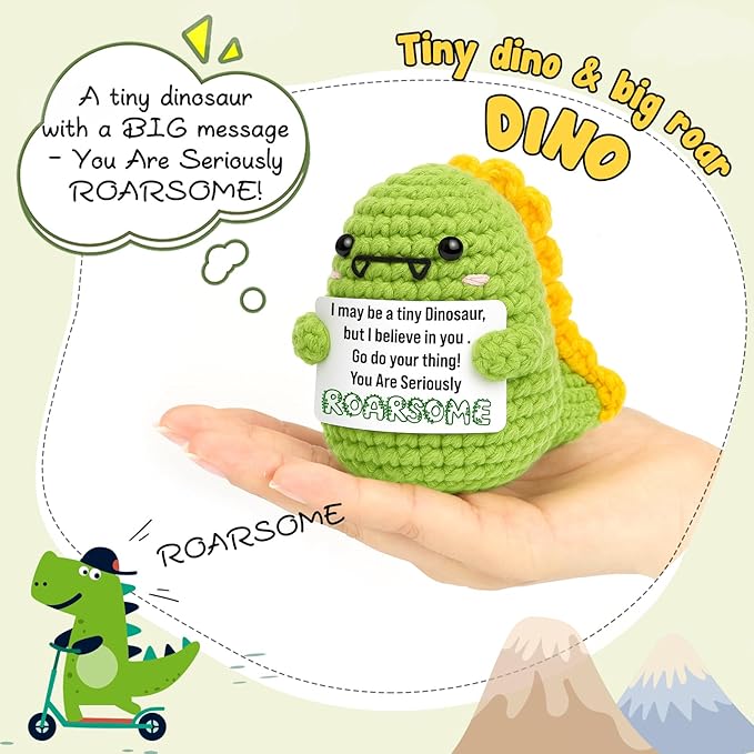 OCCdesign Mini Christmas Inspirational Gifts – Handmade Positive Dinosaur for Women Men Coworkers Friends Encouragement Birthday Christmas Holiday Stocking Stuffer