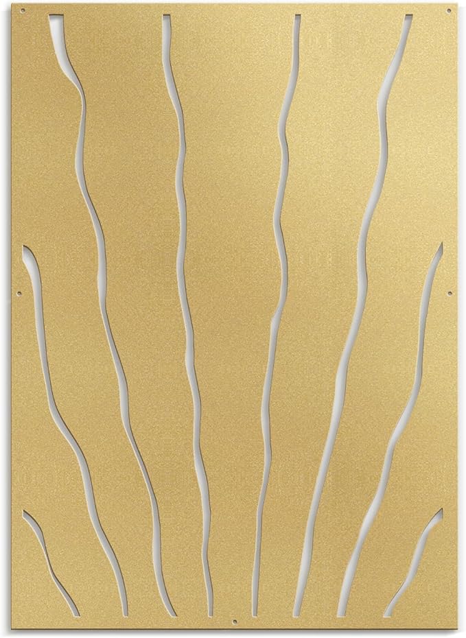 SIGNLEADER Metal Wall Art Decor Zebra Stripe Minimalist Modern Abstract Wall Sculpture Hangings Home Decoration for Living Room, Bedroom, Bathroom, Kitchen, Outdoor - 18" Gold