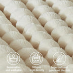 Headboard Wedge Pillow + A Long Neck Roll Pillow Body Pillow，Large Headboard Pillow with Removable Cover (Beige, Queen：59x8x20 inches)