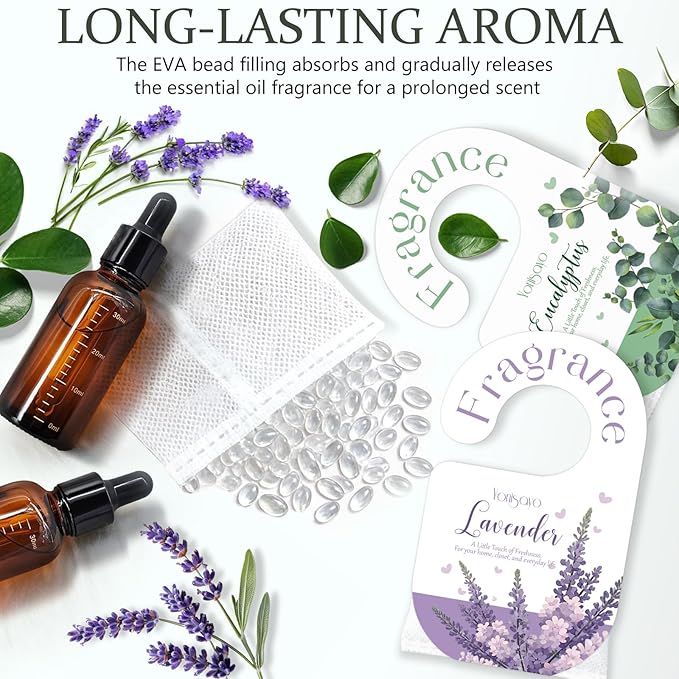 14 Packs Lavender & Eucalyptus Sachets Bags for Drawers and Closets, Long Lasting Scented Sachets Air Fresheners, Natural Odor Eliminator, Home Fragrance Potpourri Bag for Everywhere