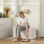 ONBRILL Storage Ottoman Bench, End of Bed Bench, 39.8 x 18.1 x 17.7 Inches Pouf Ottoman Foot Rest, Storage Benches Chest for Bedroom Entryway Living Room, Max 330 lbs, Beige