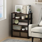 Furinno Turn-S-Tube Storage Shelves Set of 2, 3-Tier Stackable Standing Shelf, Open Corner Shelf, for Organization and Storage, Living Room, Garage, Home Office, Dark Cherry