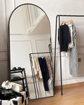 Arched Full Length Mirror, Floor Mirror with Stand, 30"x71" Large Mirror, Wall Mirror Full Length, Black Floor Length Mirror, Body Floor Mirror, Wall Mounted Mirror for Bedroom, Black