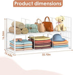 Stackable Closet Storage Shelf, Adjustable Divider Clothes Shelves Organizer for Jeans Pant Shirt Sweater Bag Purse Shoe, Clothing Shelving Rack for Bedroom RV Wardrobe Closet System-White