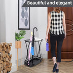 Umbrella Stand Rack with 18 slots Umbrella Holder for Entryway Umbrella Holder with Removable Drip Tray,Black Large