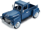 Farmhouse Blue Truck Decor, Vintage Metal Truck Table Decor, Decorative Farm Tabletop Storage & Garden Pickup Trucks Planter, Fall Coffee Desk Centerpiece & Car Model Gifts