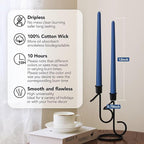 New Burning Formula Unscented Dripless 12-Inch Taper Candles Set of 12 - Dark Blue, for Wedding, Dinner - Smokeless, Long Burning - Hand Poured, Colored Tall Candlesticks - Azul Oscuro