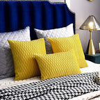 Mustard Yellow Couch Pillow Covers: 2 Pack 12x20 Inch Original Striped Velvet Rectangular Throw Pillow Cases for Farmhouse Home Decor