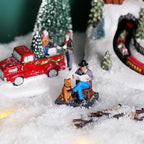 NINIPAPA Christmas Village Accessories Santa's Villages Sets for Christmas Decoration, Relaxed Day Man with Dog Reads Newspaper Santa Resin Christmas Ornaments