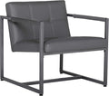 Studio Designs Home Modern Accent Chair Camber Mid-Century, Pewter Grey Metal Frame & Smoke Bonded Leather