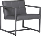 Studio Designs Home Modern Accent Chair Camber Mid-Century, Pewter Grey Metal Frame & Smoke Bonded Leather