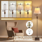 PARTPHONER Vintage Floor Lamps for Living Room,Traditional 350° Adjustable Swing Arm Farmhouse Floor Lamp for Bedroom, Rustic Standing Lamp Pole Lamps for Reading, Home Décor and Office,Bronze Gold