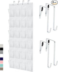 GORILLA GRIP Over the Door Shoe Organizer, 2 Pack, 24 Breathable Mesh Pockets, Space Saving Hanging Storage Holder, Closet Rack Hanger Holds Up to 40 lbs, Hangs on Closets, Shoes, Accessories, White