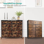 TV Stand Dresser for Bedroom, Tall Fabric Drawer Dresser, Chest of Drawers, Fabric Storage Organizer Cabinet for Closet, Nursery (Solid Brown)
