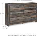 Signature Design by Ashley Drystan 6 Drawer Dresser, Large-scale Hardware, Smooth-gliding Drawers, Wood, 58.7" W x 15.31" D x 36.46" H, Weatherworn Brown