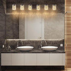 SineRise 6-Light Bronze Vanity Light with 3 Color Modes (3000K/4000K/6000K), Eye Protection LED Bathroom Light Fixture, Dimmable Modern Wall Light Over Mirror with Clear Glass Shade
