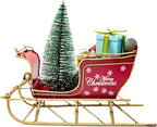 Berfutall-Red Santa Sleigh Christmas Decor for Table Top Holiday Home Decorations Decoration with Rustic Charm (G)
