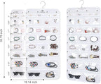 Freegrace Hanging Jewelry Organizer Revolving Hanger - Secure Zipper Closure - 50 Pockets - Foldable Storage & Display Solution - For All Jewelry & Bijoux (White)