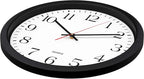 Bernhard Products Black Wall Clock, Silent Non Ticking - 16 Inch Extra Large Quality Quartz Battery Operated Round Easy to Read Home/Office/Business/Kitchen/Classroom/School Clocks