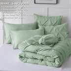 CozyLux Full Size Comforter Sets Sage Green, 7 Pieces Pintuck Bed in A Bag Green Comforter Full Size, Pinch Pleat Bedding Sets with All Season Comforter, Sheets, Pillowcases & Shams