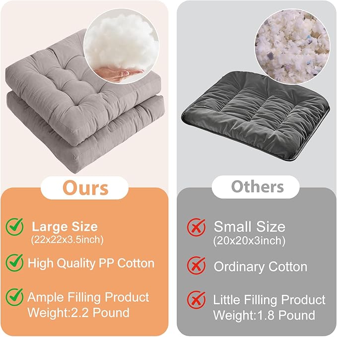 Tiita Outdoor Cushions Square Floor Pillow Thicken Tufted Seat Pad Large Floor Cushion for Yoga Meditation Living Room