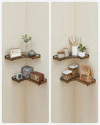 VASAGLE Corner Shelf Wall Mount Set of 2, Floating Shelves, Small Wall Shelf for Decor Storage, for Living Room Bedroom Kitchen Bathroom, Rustic Brown and Black ULLS831B01