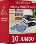 Vacuum Storage Bags 10 Jumbo, Plastic Packaging Bags,Space Saver Bags for Clothes, Pillows, Comforters, Blankets, Bedding