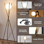 Ozarke Solstice Modern Frosted Glass Globe Floor Lamp (165cm) Contemporary LED Dimmable Lighting for Bedroom, Living Room, Hotel & Home Office (Gold)