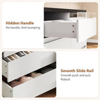 Modern LED 6 Drawer Dresser for Bedroom, White Large Chest of Drawers with Hidden Handles, Long Double Wooden Dresser Closet for Living Room, Entryway, Hallway - White