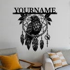 Personalized Dream Catcher Metal Wall Art - Custom Name Iron Sign for Home Decor, 8-30 Inch Black (Style J)