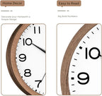 AKCISOT Wall Clock, Modern Small Wall Clocks Battery Operated 10 Inch, Silent Non-Ticking Analog Classic for Office, Home, Bathroom, Kitchen, Bedroom, School(Walnut Grain)