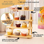 4-Tier Wood Cupcake Stand, Durable & Easy to Assemble Cupcake Holder, Collapsible Display Risers w/ Non-Slip Pads, Rustic Dessert Display Stands for Baby Shower Decorations, Vendor Fairs & More