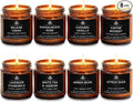 8 Pack Soy Wax Scented Candle Set - Lavender Chamomile, Citrus Sage, Amber Musk, Balsam Cedar, Coffee Whiskey - Long Lasting Aromatherapy Candles, Unisex Home & Gift Set