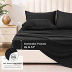 Love's cabin Queen Comforter Set Ash Black, 7 Pieces Queen Bed in a Bag, All Season Bedding Sets with 1 Comforter, 1 Flat Sheet, 1 Fitted Sheet, 2 Pillowcase and 2 Pillow Sham