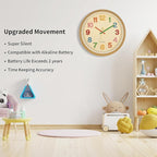 Foxtop Silent Kids Wall Clock Non-Ticking Battery Operated Colorful Childrens Clock for Classroom Playroom Nursery Bedrooms Kids Room (3D Numbers, 12 inch)