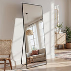Full Length Mirror, 58"x18" Full Body Mirror, Oversized Floor Mirrors, Leaning Free Standing Mirrors, Hanging Mounted Large Mirrors for Bedroom Dressing Room, Cloakroom, Black