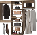 Modular Closet System, 66" Wide Closet Organizer System with Towers and Hanging, Wood Closet Tower Storage for Walk In Closets, Wall Mounted Wardrobe Organizer Kit System, Bedroom, Wood