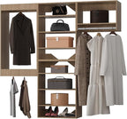 Modular Closet System, 66" Wide Closet Organizer System with Towers and Hanging, Wood Closet Tower Storage for Walk In Closets, Wall Mounted Wardrobe Organizer Kit System, Bedroom, Wood