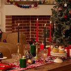 12-Inch Tall Dripless Taper Candles Set of 12 - Red and Green Tapered Candles, Perfect for Christmas - Smokeless, Unscented, Long Burning - Hand Poured, Colored Tall Candlesticks - Christmas