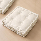 Square Floor Pillows, Large Floor Cushion for Adults Kids, Meditation Floor Pillow Seating Cushion with Shredded Memory Foam and Silk Wadding, 20"x20"x5" Ivory 2 Count