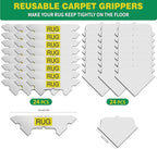 48 PCS Carpet Tape,Non Slip Carpet Pads for Area Rugs on Hardwood Floors,Laminate,Tile,LVP Floors,Reusable and Removable Rug Corner Pads with No Residue