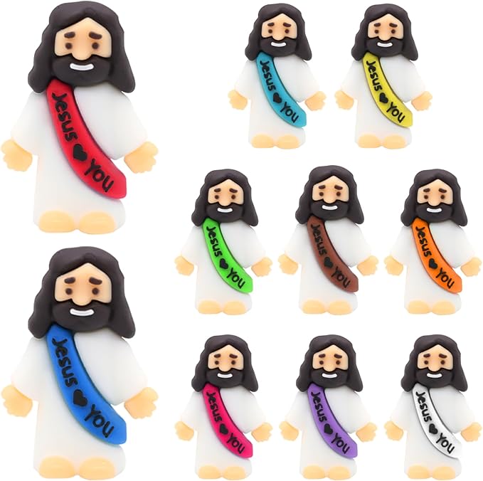 350 Pieces Little Jesus Statue Bulk Pocket Jesus Love You Jesus Minifigure Church Christmas Party Gift Baptism Gift