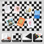 Geyoga 12 Pcs Cork Board for Wall 12 x 12 Inch Retro Black and White Checkered Bulletin Board Acoustic Wall Panels Boho Felt Tiles Cute Self Adhesive Hanging Decor for Office Home Classroom(Classic)