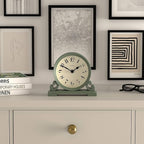 JONES CLOCKS® Saloon Mantel Clock | Traditional Double Scroll Design | Green | Contemporary Classic Style for Desk, Table, Shelf or Bedside
