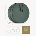 ZOBER Christmas Wreath Storage Container 36 Inch - Wreath Bag Fits 2 Wreaths Box - 600D Oxford Fabric - Interior Compartment for Storing Garlands, Wreaths Storage Bag W Strong Durable Handles - Green