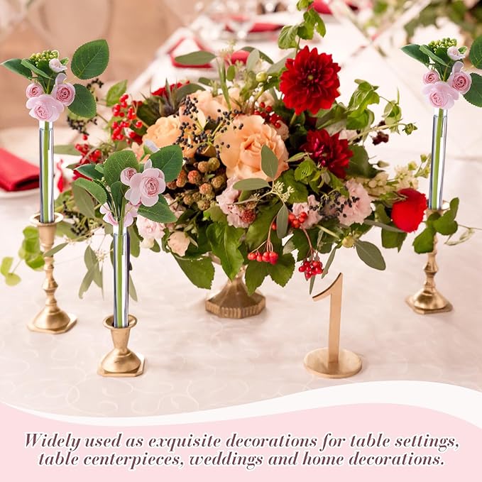 10 Pack 3.9" Glass Cylinder Bud Vase Taper Candle Holder's Bud Flower Vase Specially for Candlestick Adjustable Designed for Taper Candle Holder for Tablescapes, Wedding Decor