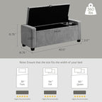 GRAINELL Storage Ottoman Bench, Upholstered Tufted Bedroom Bench with Storage, End of Bed Storage Bench for Living Room & Entryway, 350 lb Capacity, Linen Light Gray