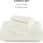 Bedsure Luxury Waffle Duvet Cover King Size - Textured Duvet Cover Set, Soft, Breathable Bedding Set (104"x90") with 2 Pillow Shams for All Season, Irovy White, Comforter Not Included
