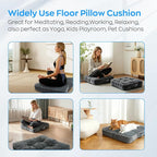 Meditation Floor Pillow Memory Foam Floor Cushions for Adults 22x22+4” Thicken Floor Sitting Large Square Pillows Seating Tufted Corduroy Seat Cushions Machine Washable for Yoga Living Room