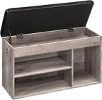 HOOBRO Shoe Storage Bench with Padded Cushion, Entryway Bench with Flip-Open Storage Box and Adjustable Shelf, Shoe Rack with Hidden Compartment, for Entryway, Living Room, Greige BG40HX01